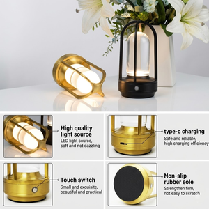 Lampe de table sans fil moderne et minimaliste à <span class=keywords><strong>LED</strong></span> rechargeable, avec lumière d'ambiance, en aluminium, pour restaurants et hôtels - Product Image 4