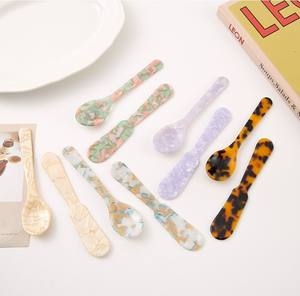 Cuillère à dessert française style rétro, cuillère à gâteau et à glace en acrylique, couteau à confiture et à beurre, ensemble de couverts mignons et adorables - Product Image 3