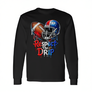 Camiseta de Fútbol de Manga Larga para Niños, Cuello Redondo, Diseño Deportivo con Impresión Digital, Respect The Drip - Product Image 1