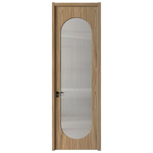 Puerta Interior Minimalista Blanca de Vidrio con Panel Esmerilado y Manija Negra, Puerta de MDF para Aislamiento Acústico - Product Image 2