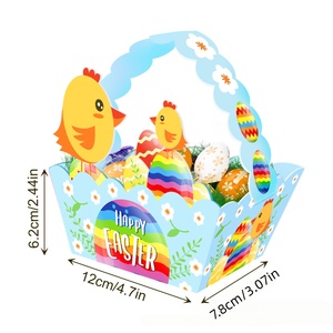 Ensemble de 4 paniers de <span class=keywords><strong>chasse</strong></span> aux œufs de Pâques colorés en papier réutilisable pour les enfants, pour les célébrations de Pâques et les boîtes cadeaux - Product Image 2