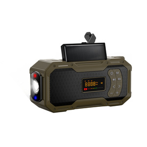 Radio con manivela y energía solar, con linterna, altavoz Bluetooth, para acampar al aire libre, uso de emergencia, plástico duradero gris - Product Image 4