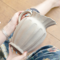 Nouveau vase en céramique de style européen, finition brûlée, avec bec incliné et poignée, pour décoration intérieure