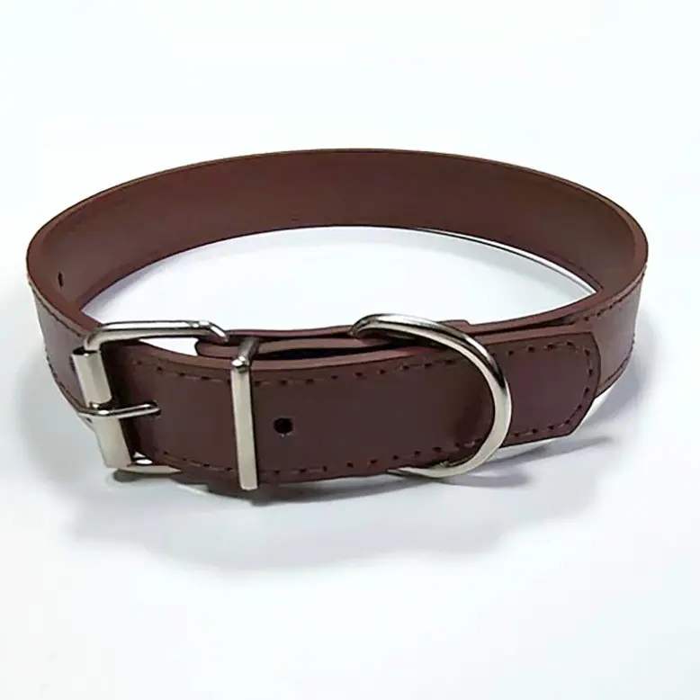 Solid Color PU dog collar genuine leather dog collar chain wholesale pet dog collar