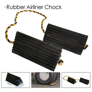 Cale de roue robuste en caoutchouc noir Nanyang avec corde de maintien réfléchissante jaune et noire pour camping-car, remorque, avion - Product Image 2