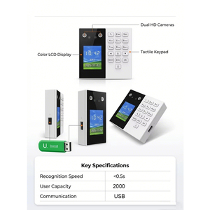 360 ° Dispositif de <span class=keywords><strong>reconnaissance</strong></span> des veines de la paume et de contrôle d'accès par <span class=keywords><strong>reconnaissance</strong></span> faciale omnidirectionnel pour la gestion des pointages des employés - Product Image 3