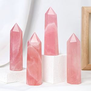 หินโรสควอตซ์ธรรมชาติทรงหอคอย ขายส่ง เป็นมิตรกับสิ่งแวดล้อม สำหรับบำบัดรักษา งานแกะสลัก ของตกแต่งห้อง พลังหินมงคล ของขวัญ - Product Image 1