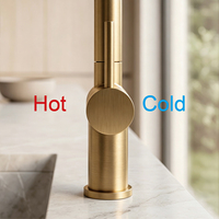 Robinet de cuisine flexible en acier inoxydable 304, finition or brossé, avec jet cascade et pulvérisation, mitigeur eau chaude et froide