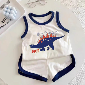 Ensemble gilet et short en coton sans manches pour filles, version coréenne, nouvelle collection été pour enfants, ensemble deux pièces pour garçons, vente en gros - Product Image 3