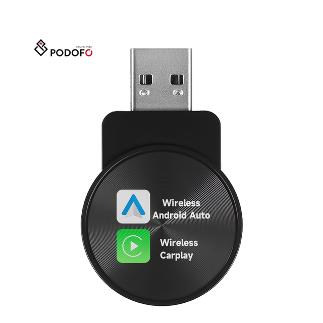 Podofo Car AI Box USB Wireless Carplay /Android Auto Adapter Original Car Wired to Wireless 2 in 1 Dongle Module USB/Type-C WiFi