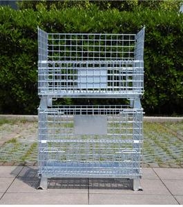 Paleta de metal de malla de alambre plegable de servicio pesado Jaula de almacenamiento apilable duradera con características de almacén bloqueables - Product Image 1
