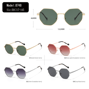 Gafas de Sol Octagonales con Marco Dorado y Lentes Verdes, Protección UV400, Unisex, Moda para Adultos - Product Image 3