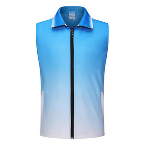 Chaleco con Cremallera Degradado, Uniforme de Trabajo Personalizado con Logotipo Impreso, Ropa Promocional para Voluntarios, Ribete en Contraste, Tela Delgada - Product Image 4