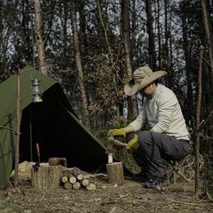Chaise de <span class=keywords><strong>bushcraft</strong></span> portable à trois pieds <span class=keywords><strong>en</strong></span> coton TC, mobilier d'extérieur pliable, design rustique, durable, respirant, pour le camping et la <span class=keywords><strong>survie</strong></span> - Product Image 2