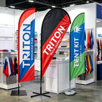 Drapeaux plume personnalisés avec logo imprimé, bannières publicitaires en forme de goutte d'eau, drapeaux de plage personnalisés pour l'extérieur