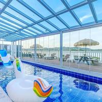 Système de vitrage panoramique pour balcon, mur-rideau coulissant en verre sans cadre en alliage d'aluminium pour l'enclos de terrasse