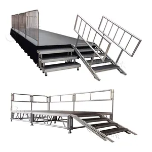 Global concert exhibition hall 4"x4" 1.22x1.22m 4"x8" 1.22x2.44m wedding 3 Stop adjustable aluminum mobile Stage platform