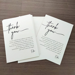 Tarjetas de Agradecimiento Personalizadas con Relieve y Lámina Dorada - Tarjetas de Inserción de Lujo con Estilo Escrito a Mano para Marcas de Ropa y Moda - Product Image 1