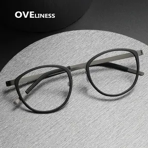 2023 titanyum gözlük çerçeve erkekler kadınlar için Vintage yuvarlak miyopi optik gözlük vidasız reçete gözlük çerçevesi gözlük