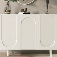 Armoire de rangement moderne en bois à panneaux surélevés pour salon, chambre, entrée, couloir, avec 3 tiroirs et étagères