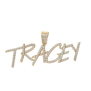 RQ-Colgante personalizado con nombre y letra Circonia cúbica para hombre y mujer, joyería de rapero, Hip Hop - Product Image 1