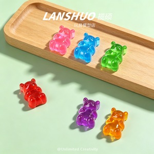 Oso de peluche de resina Lanshuo en miniatura, decoración 3D, accesorios de bricolaje para la fabricación de joyas y fundas de teléfono - Product Image 3