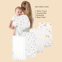 Lot de 4 lingettes d'épaule en mousseline 100 % coton, motif floral estival, absorbantes et douces, 4 couches, pour bébé