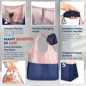 Bolsa de Compras Plegable Ecológica de Poliéster RPET y Nailon Ripstop, con Logotipo Personalizado, Lavable, Resistente, Reutilizable y de Alta Resistencia - Product Image 5