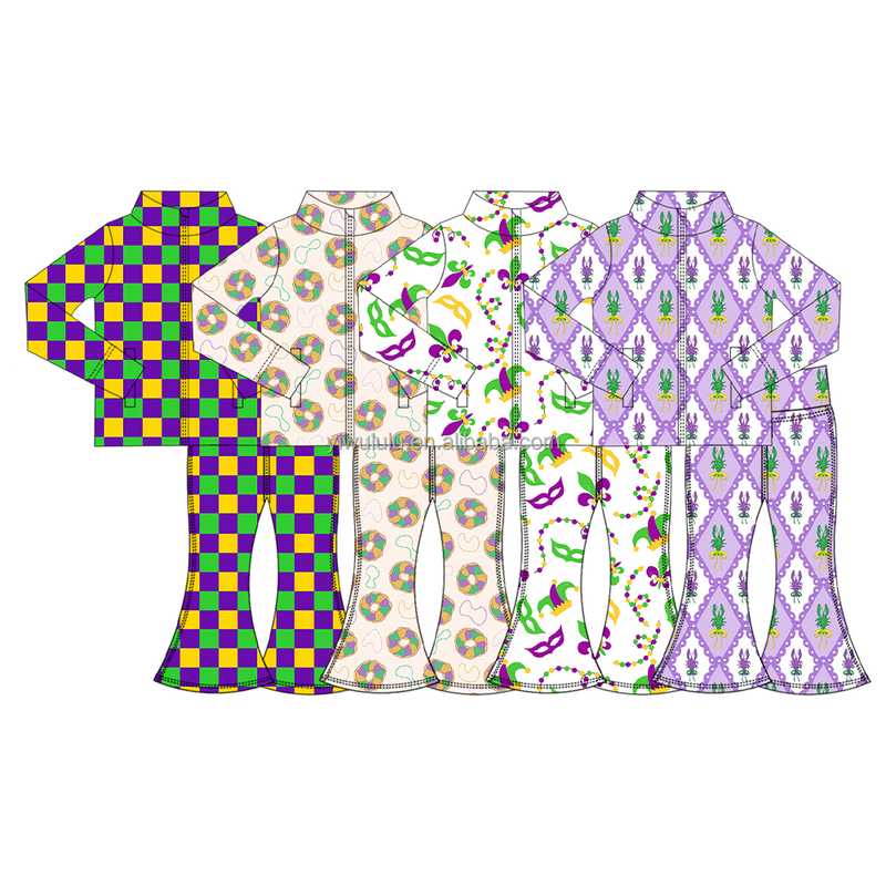 Girls Printed Yoga Set Long Sleeve
