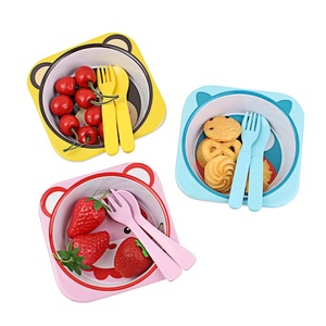 Bộ đồ ăn trẻ em bằng sợi tre melamine thân thiện với môi trường, không độc hại, họa tiết động vật và thiết kế tối giản, dùng trong gia đình - Product Image 3
