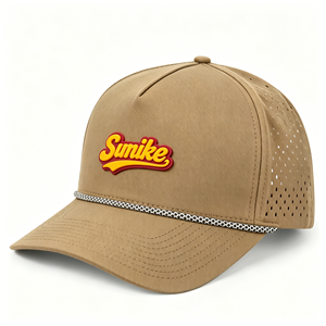 OEM Custom 3D Embroidery Logo Laser Cut Holes Performance Golf Hats Breathable Hydro Nylon Rope Waterproof Snapback Baseball <b>Cap</b> - Product Image 2