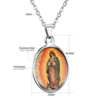 Collier pendentif flottant en acier inoxydable, Vierge Marie, Religion, Madone, Divinité féminine