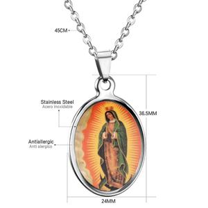 Collar con Colgante Flotante de la Virgen María en Acero Inoxidable, Religioso, Madre Diosa - Product Image 5