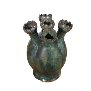 <span class=keywords><strong>Vaso</strong></span> in <span class=keywords><strong>Ceramica</strong></span> Artigianale Ecologico con Smalto Verde <span class=keywords><strong>Turchese</strong></span> Effetto Forno, Due Manici, Stile Wabi-sabi Art Déco, Cotto ad Alta Temperatura - Product Image 6