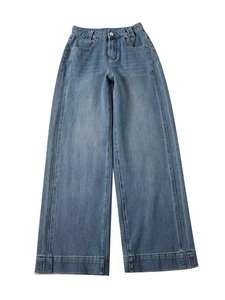 جينز نسائي عصري جديد لخريف 2025 بخصر عالٍ وتصميم نحيف وساق واسعة مع غسيل مبيض - Product Image 1