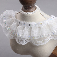 Ruban en polyester à double couche de tulle à volants style coréen de 6 cm (2,4 po) avec motif uni pour vêtements et textiles de maison
