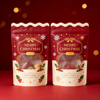 Sacs en plastique à fermeture éclair verticale personnalisés, sacs à bonbons de Noël uniques avec fenêtre transparente à l'avant