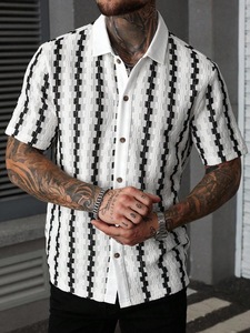 Nuova <span class=keywords><strong>Camicia</strong></span> Estiva da Uomo 2026 a <span class=keywords><strong>Maniche</strong></span> <span class=keywords><strong>Corte</strong></span> in Maglia a <span class=keywords><strong>Quadri</strong></span> con Perline, Stile Vintage, Versatile e Casual - Product Image 6