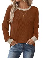 Pull décontracté à manches longues en tricot côtelé contrastant noir et blanc pour femme – Vente en gros usine