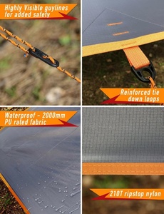 Lona Impermeable para Tienda <span class=keywords><strong>de</strong></span> Campaña, 210T Nailon Ripstop PU 3000, Ligera, Equipo <span class=keywords><strong>de</strong></span> Supervivencia para Acampar - Product Image 5