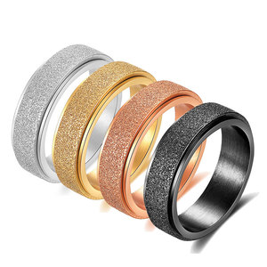 Bague rotative en acier inoxydable brossé 6MM multicolore, bijou simple pour homme, cadeau - Product Image 1