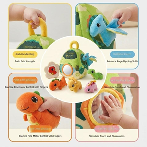 Juguete de Peluche de Dinosaurio para Bebés, Casa de Juegos Montessori para el Desarrollo Sensorial Temprano, con Espejo - Product Image 5