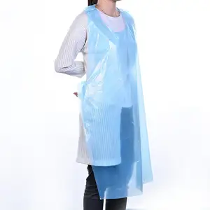 Oem Waterdicht Plastic Wit Blauw 30 Micron Wegwerp Pe Schort Voor Ziekenhuis