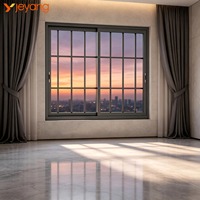 Fenêtre coulissante en aluminium à double vitrage avec grille en alliage d'aluminium antivol pour immeuble résidentiel