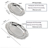 Assiette ovale de luxe légère en acier inoxydable 304, motif rétro, haut de gamme, pour fêtes, banquets, fruits, collations, goûter, gâteaux et dîners