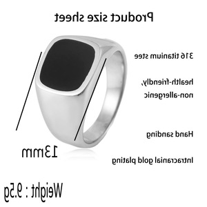 yunnique Men's Geometric <b>Titanium</b> Steel <b>Ring</b> Black Epoxy Inlay Fashion Jewelry Gift - Product Image 2