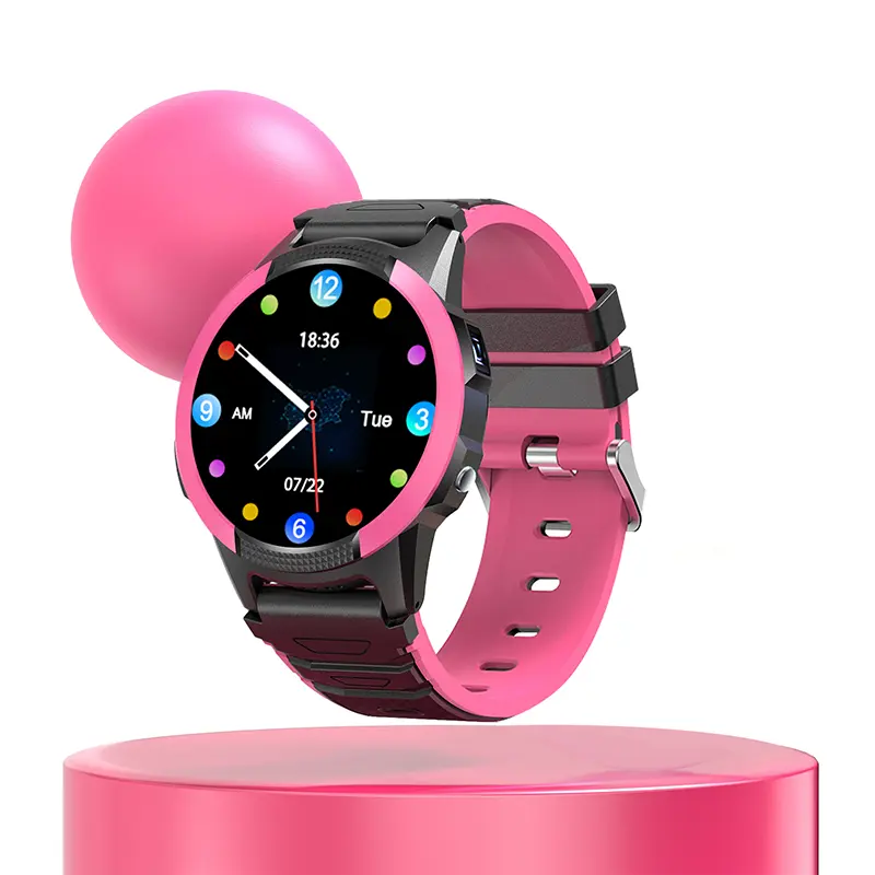 Relógio inteligente 1.28 ips hd redondo 4g, smartwatch infantil com gps, bateria de 550mah, à prova d' água