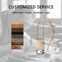 Dompet Kulit Crossbody Langsung dari Pabrik dengan Tali dan Tempat Kartu, Anti Benturan untuk iPhone 15 17 18 Pro Max