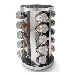 Spice Organizers Kitchen Storage Drawer Jars Stainless Steel Professional Rolling Adjustable Bottles Circle Clear Spices Rack
