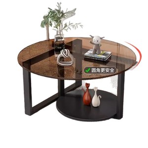 Mesa de centro de vidrio templado de estilo internacional, mesa auxiliar moderna para sofá de sala de estar, mesa redonda creativa de lujo ligero, informal y - Product Image 4